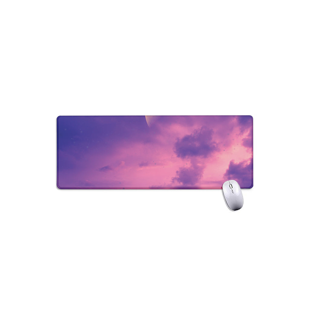 Purple Sky And Full Moon Print Extended Mouse Pad