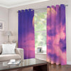 Purple Sky And Full Moon Print Extra Wide Grommet Curtains