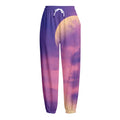 Purple Sky And Full Moon Print Fleece Lined Knit Pants