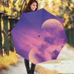 Purple Sky And Full Moon Print Foldable Umbrella