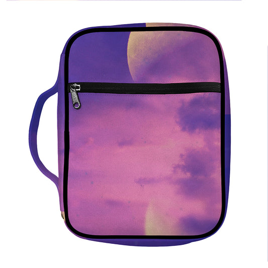 Purple Sky And Full Moon Print Front Pocket Bible Bag