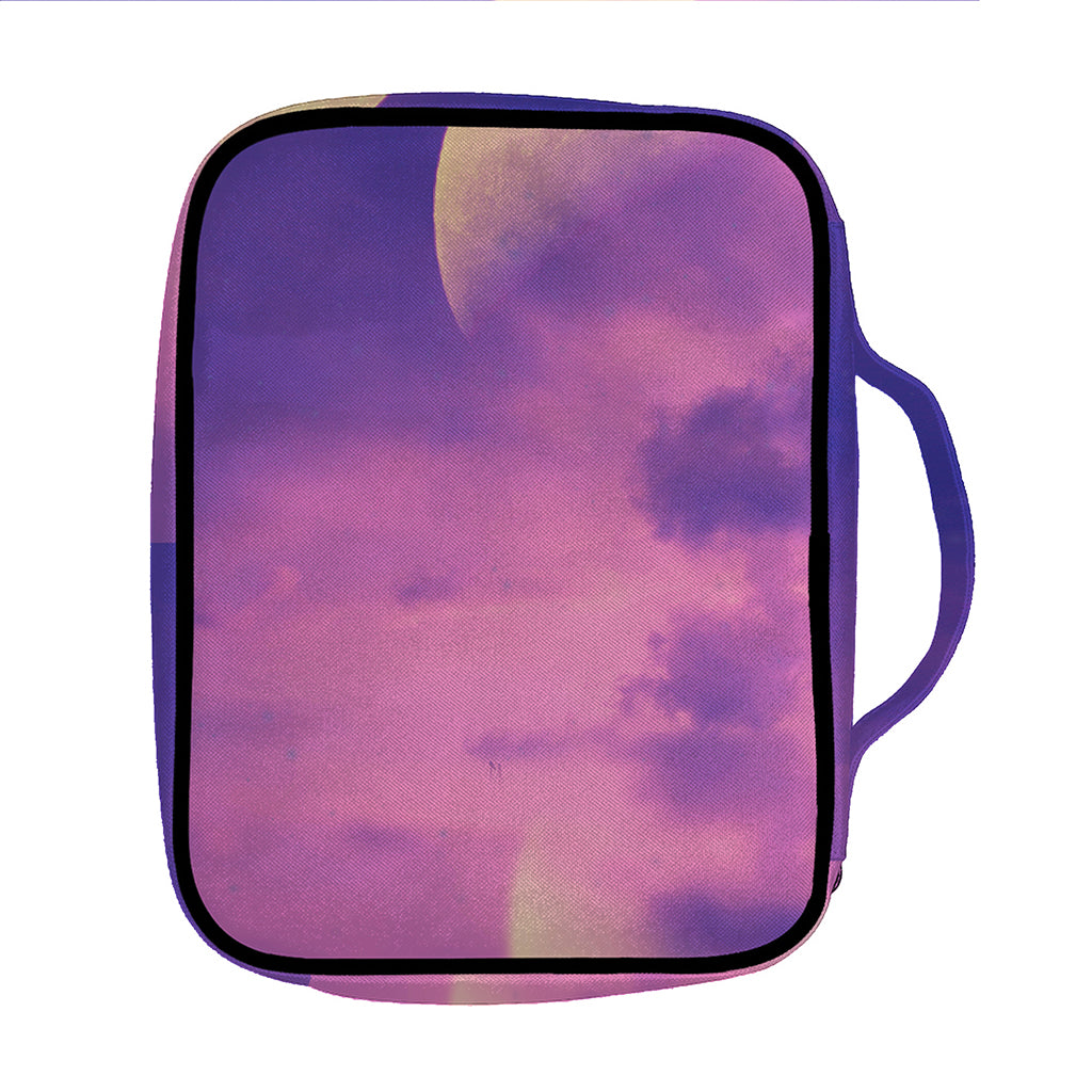 Purple Sky And Full Moon Print Front Pocket Bible Bag