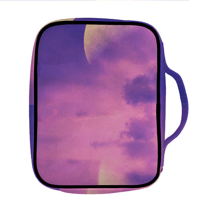 Purple Sky And Full Moon Print Front Pocket Bible Bag