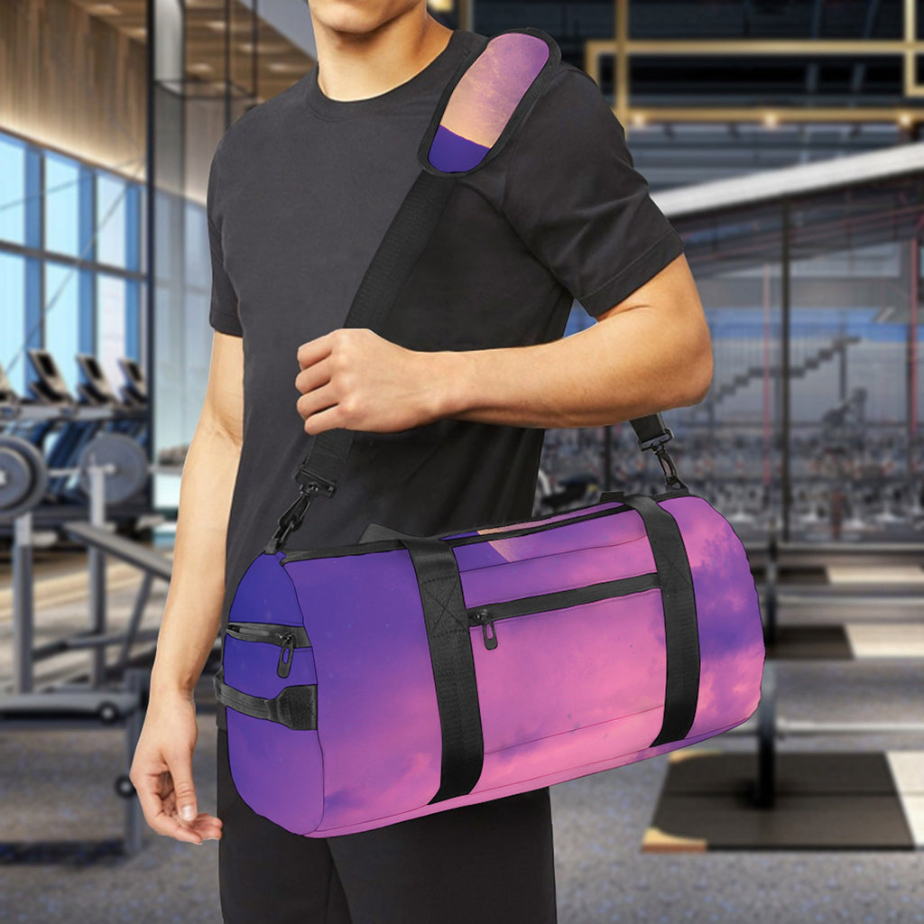 Purple Sky And Full Moon Print Gym Bag