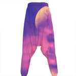 Purple Sky And Full Moon Print Hammer Pants