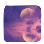 Purple Sky And Full Moon Print Hand Towel