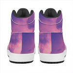 Purple Sky And Full Moon Print High Top Leather Sneakers