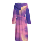 Purple Sky And Full Moon Print Hooded Bathrobe