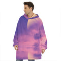Purple Sky And Full Moon Print Hoodie Blanket