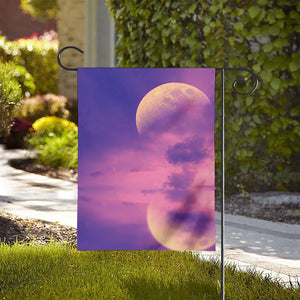Purple Sky And Full Moon Print House Flag