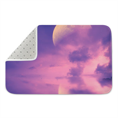 Purple Sky And Full Moon Print Indoor Door Mat