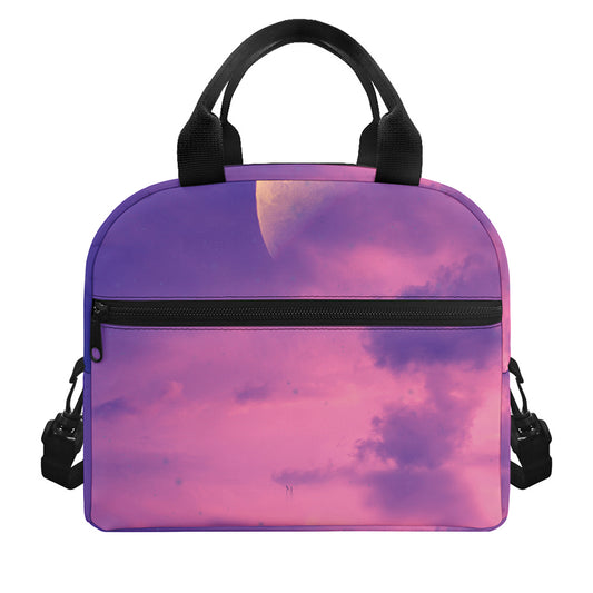 Purple Sky And Full Moon Print Insulated Lunch Bag
