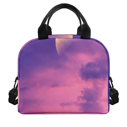 Purple Sky And Full Moon Print Insulated Lunch Bag