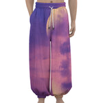 Purple Sky And Full Moon Print Lantern Pants