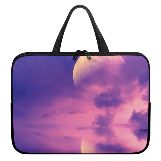 Purple Sky And Full Moon Print Laptop Sleeve With Handle