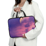 Purple Sky And Full Moon Print Laptop Sleeve With Handle