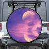 Purple Sky And Full Moon Print Leather Spare Tire Cover