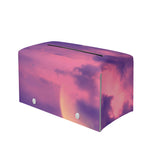 Purple Sky And Full Moon Print Leather Tissue Box Cover