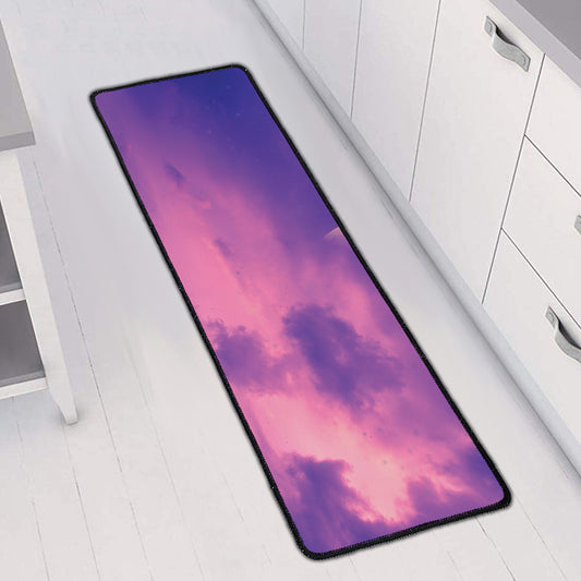 Purple Sky And Full Moon Print Long Kitchen Mat