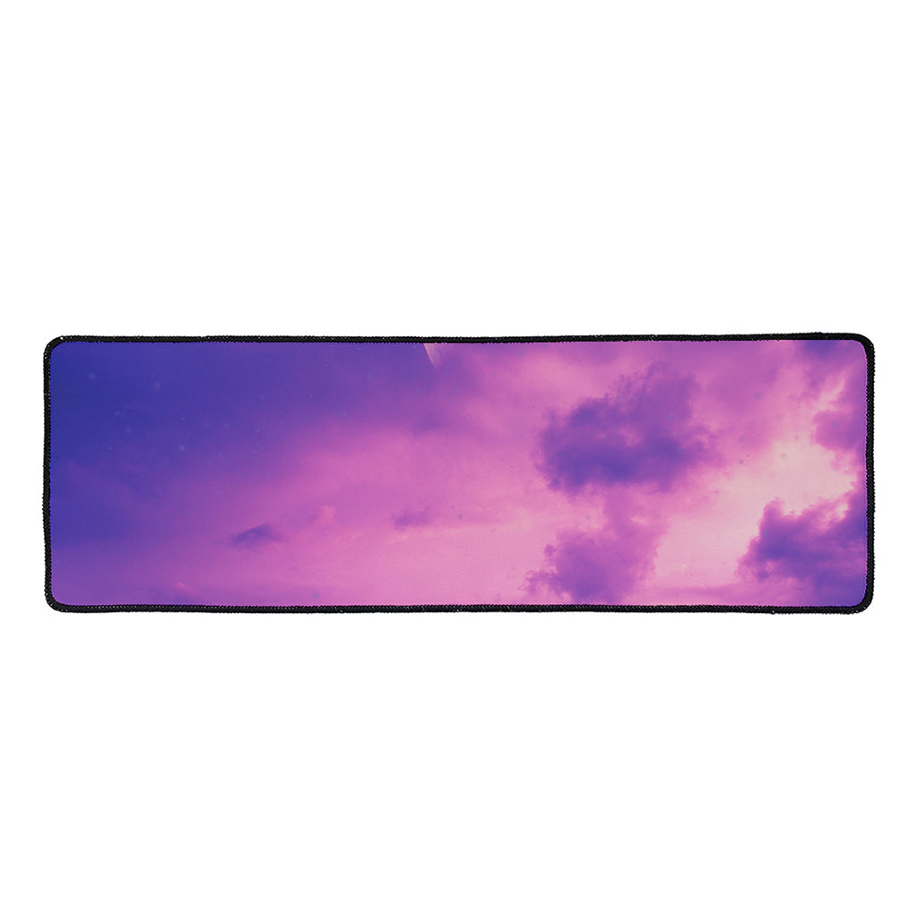 Purple Sky And Full Moon Print Long Kitchen Mat