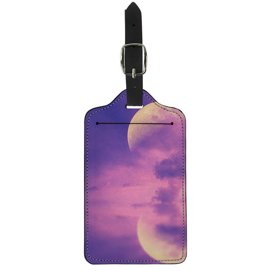 Purple Sky And Full Moon Print Luggage Tag