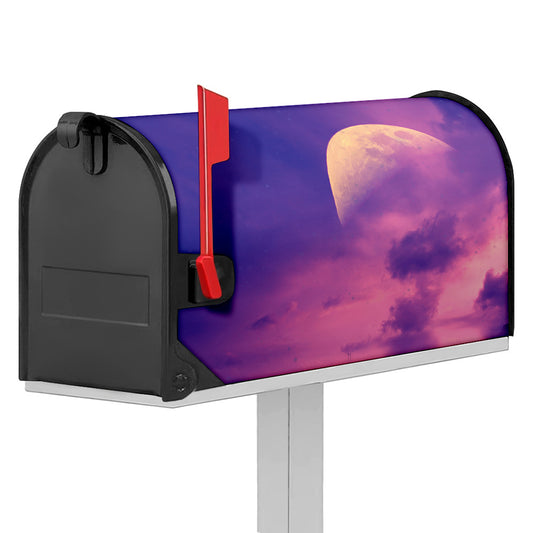 Purple Sky And Full Moon Print Mailbox Cover