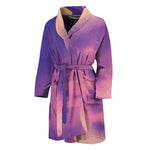 Purple Sky And Full Moon Print Men's Bathrobe