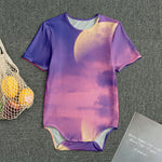 Purple Sky And Full Moon Print Men's Bodysuit