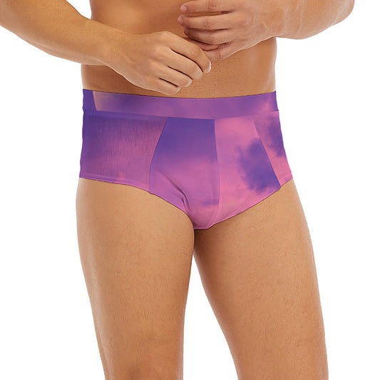 Purple Sky And Full Moon Print Men's Briefs