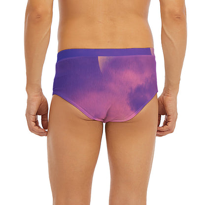 Purple Sky And Full Moon Print Men's Briefs