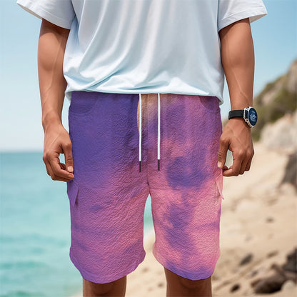 Purple Sky And Full Moon Print Men's Cargo Shorts