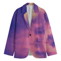 Purple Sky And Full Moon Print Men's Cotton Blazer