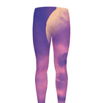 Purple Sky And Full Moon Print Men's leggings