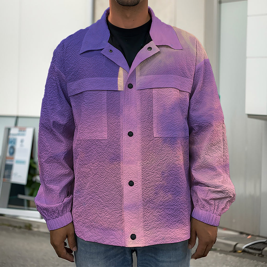 Purple Sky And Full Moon Print Men's Shirt Jacket