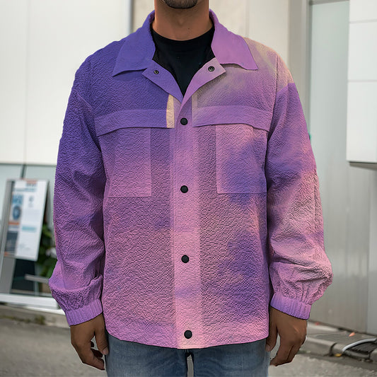 Purple Sky And Full Moon Print Men's Shirt Jacket
