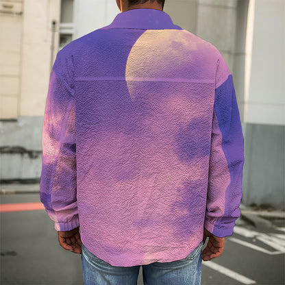 Purple Sky And Full Moon Print Men's Shirt Jacket