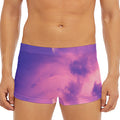 Purple Sky And Full Moon Print Men's Short Boxer Briefs