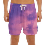 Purple Sky And Full Moon Print Men's Split Running Shorts