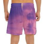 Purple Sky And Full Moon Print Men's Split Running Shorts