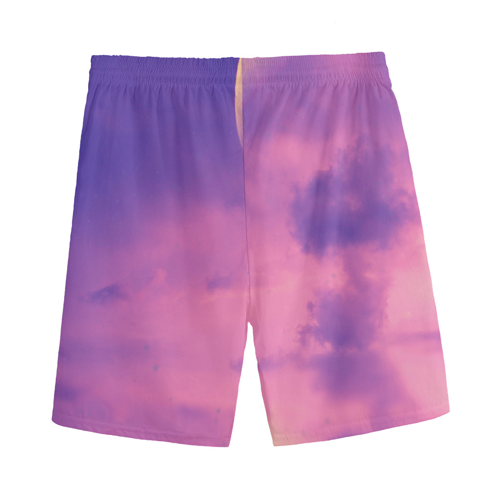 Purple Sky And Full Moon Print Men's Sports Shorts