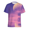 Purple Sky And Full Moon Print Men's Athletic T-Shirt