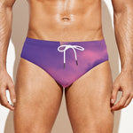 Purple Sky And Full Moon Print Men's Swim Briefs