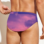 Purple Sky And Full Moon Print Men's Swim Briefs