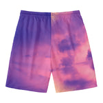 Purple Sky And Full Moon Print Men's Swim Trunks