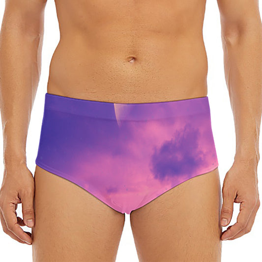 Purple Sky And Full Moon Print Men's Triangle Swim Briefs