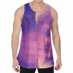 Purple Sky And Full Moon Print Men's Velvet Tank Top