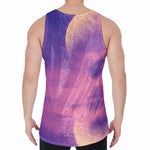 Purple Sky And Full Moon Print Men's Velvet Tank Top