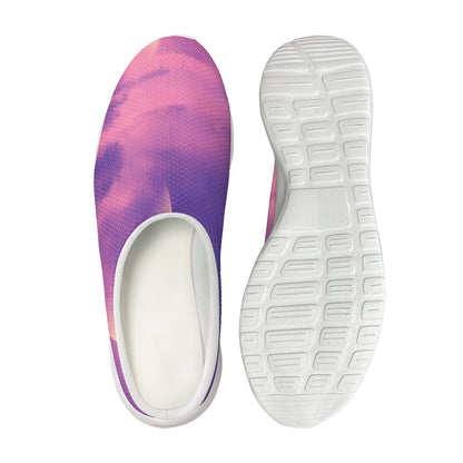 Purple Sky And Full Moon Print Mesh Casual Shoes