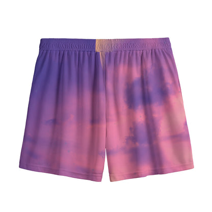 Purple Sky And Full Moon Print Mesh Shorts