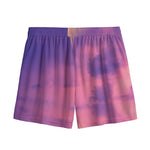 Purple Sky And Full Moon Print Mesh Shorts
